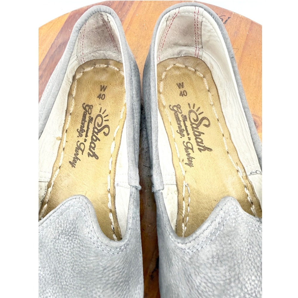 Sabah Slip On Loafers Womens 9 EU 40 Grey Pebbled Leather Handmade Turkey Indie - Picture 3 of 7